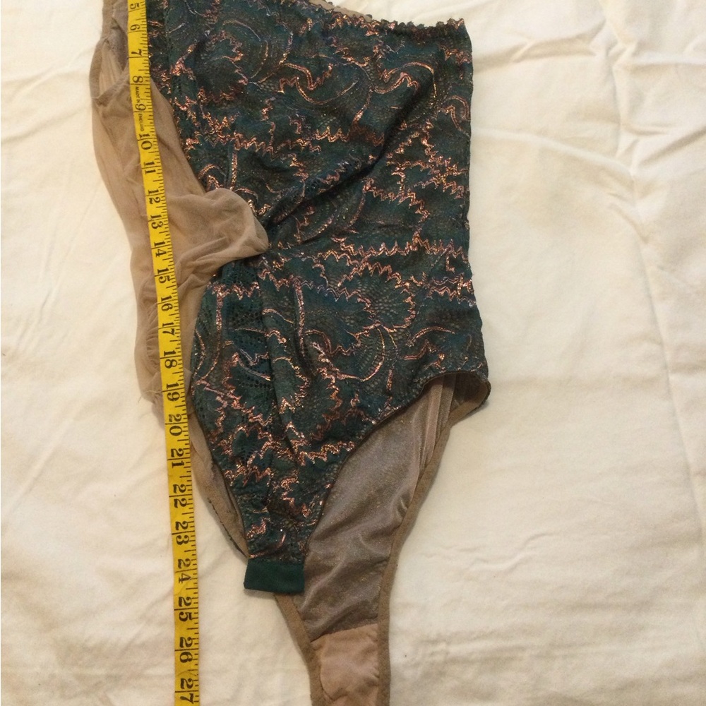 Stylish Green and Gold Lace Bodysuit large